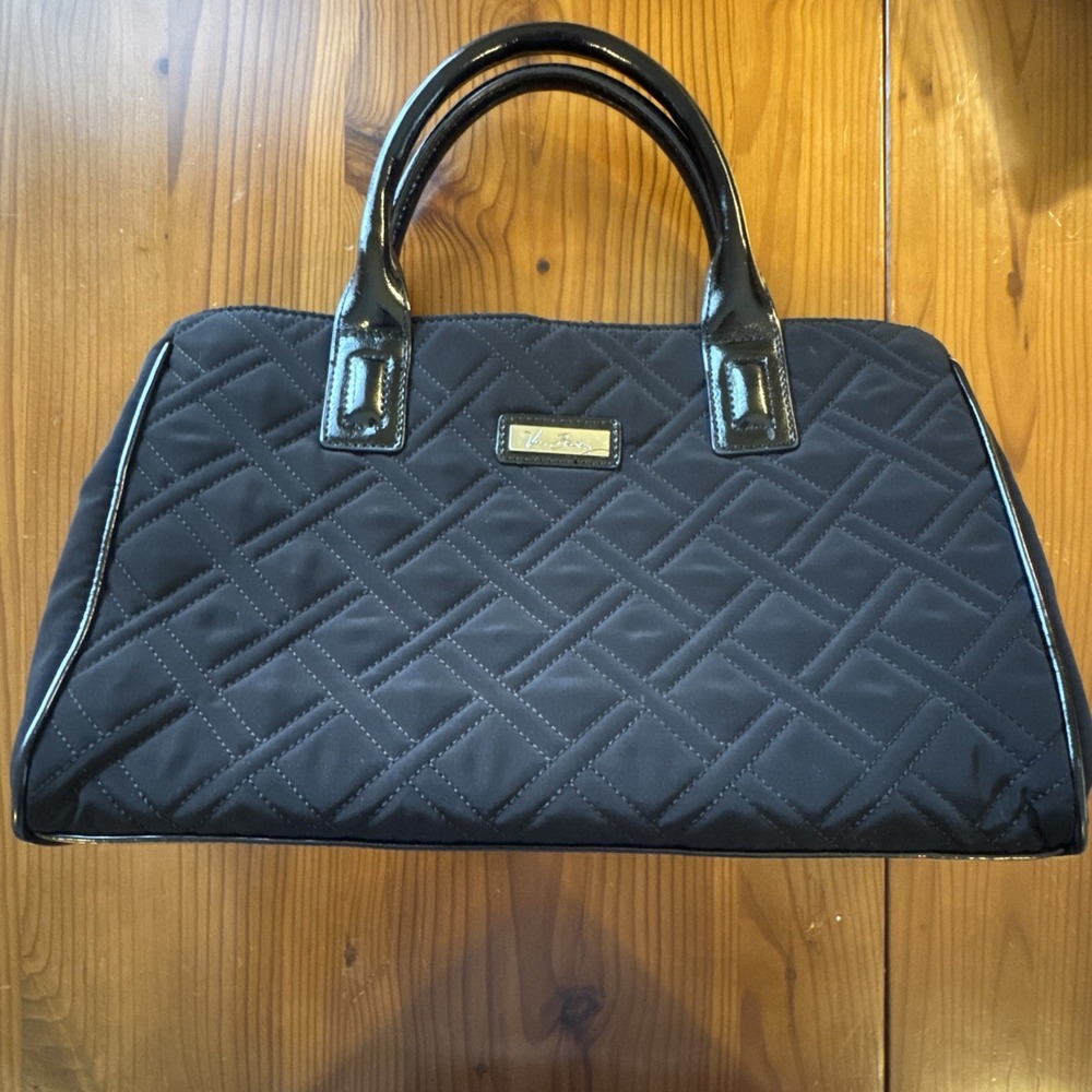 Vera‎ Bradley women's Quilted Microfiber Trapeze Tote Shoulder Bag in Black